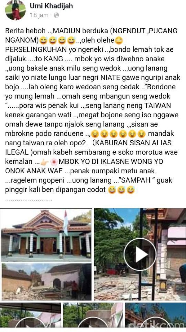 Suami Selingkuh Paksa Istri Hancurkan Rumah di Madiun